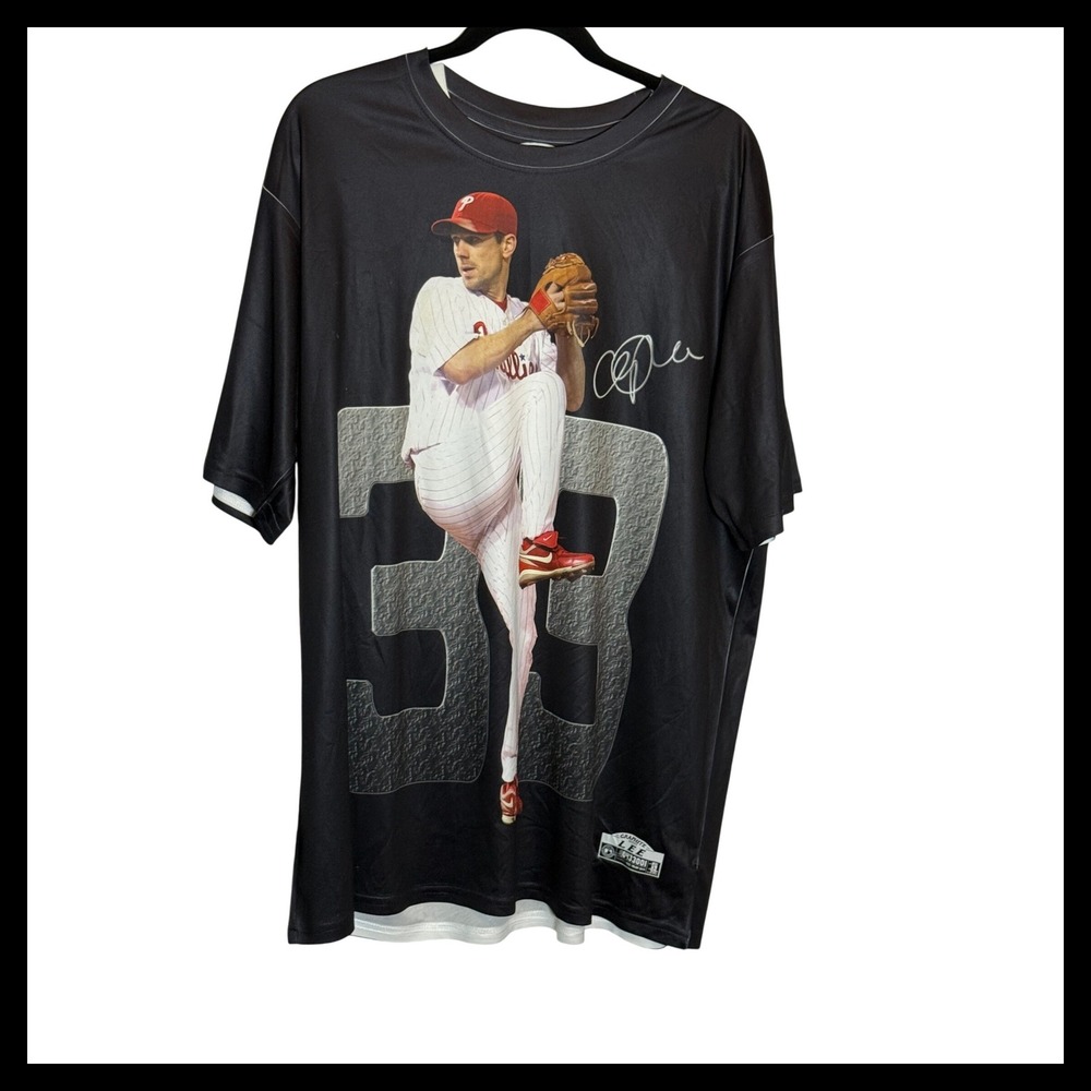 Three60 Gear Philadelphia Phillies Cliff Lee Graphic T-Shirt Mens XL Black 33